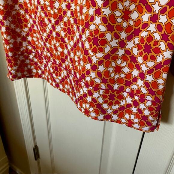 Lands' End Dress 3/4 Sleeve Multi-Color Stretch Geometric Women's Petite Medium - Picture 7 of 8